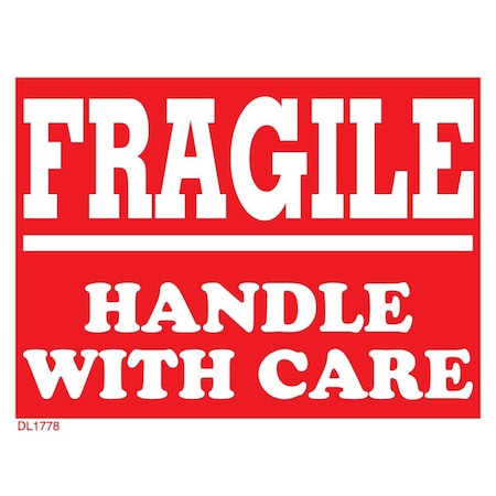 Label, DL1778, FRAGILE HANDLE WITH CARE, 3 X 4